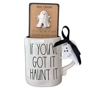Rae Dunn If You’ve Got It Haunt It Halloween Mug With Ghost Mug Charm
